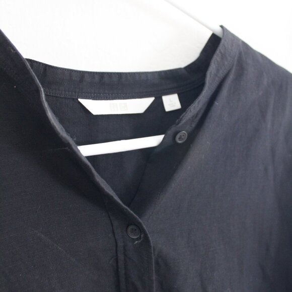 Uniqlo Collarless Button Down Long Sleeve Linen Top - Size Large - Picture 8 of 8